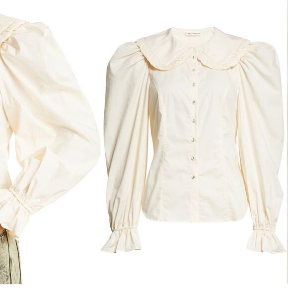 Ulla Johnson Marietta Puff Sleeve Blouse in Dogwood / Off White US 4 - Picture 2 of 2